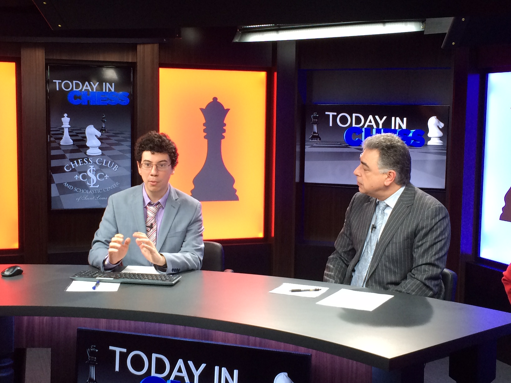 Alejandro Ramirez and Yasser Seirawan prep for another day on Today in Chess